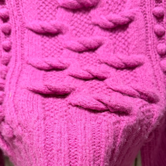 Textured Cable & Bobble Knit Sweater - Hot Pink - Picture 9 of 10